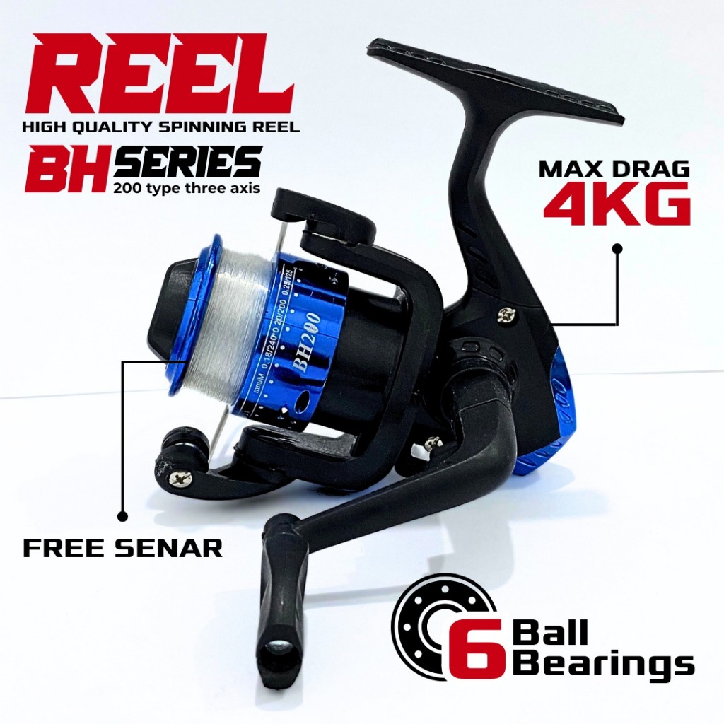 bh200 fishing reel Jual Reel Pancing Series BH200 Bonus Senar Pancing Fishing Reel Spinning  200 type Gulungan Reel spool spinning wheel used for sea fishing carp  outdoor fishing fishing reel Peralatan Pancing Buat Mancing Sungai