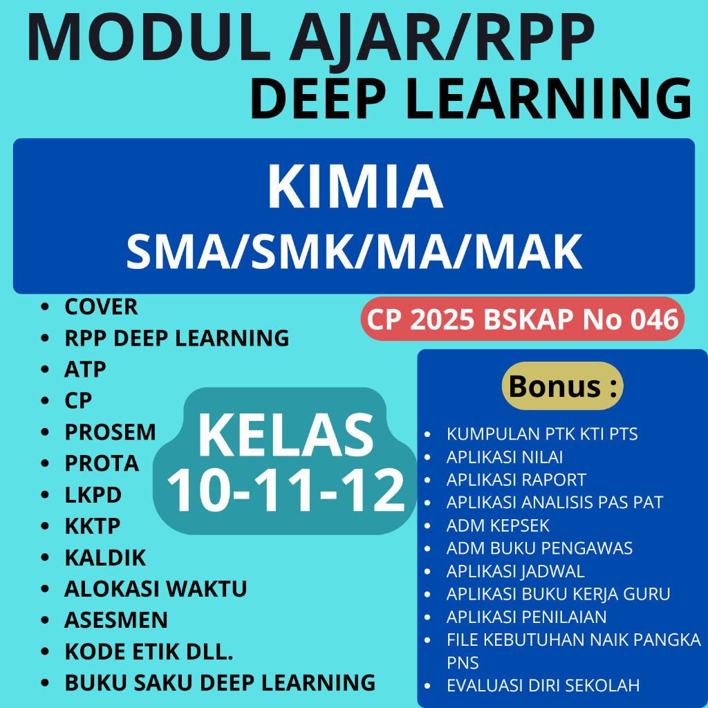 Jual Modul Ajar/RPP Deep Learning KIMIA SMA,MA,SMK ( KELAS 10-11-12 ...