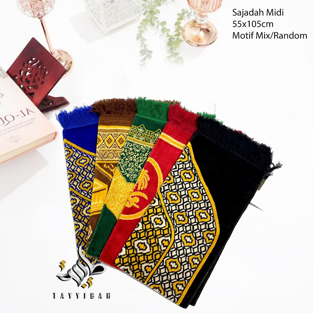Paket Grosir Murah 4 PCS Sajadah Bludru Dewasa Ukuran Medium 55x105 cm Perlengkapan Sholat