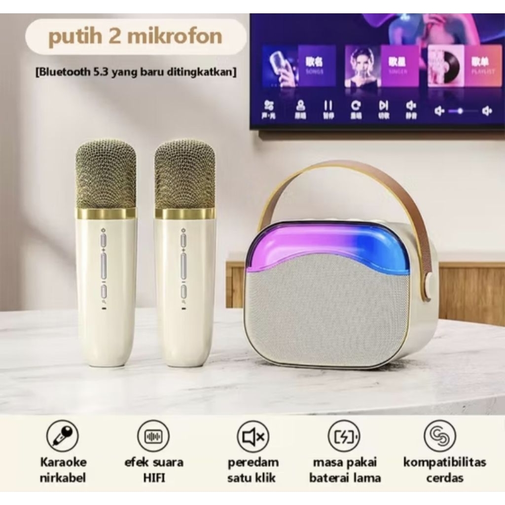 Jual Speaker Mini Karaoke K32 Bluetooth Wireless 2 Microphone | Shopee ...