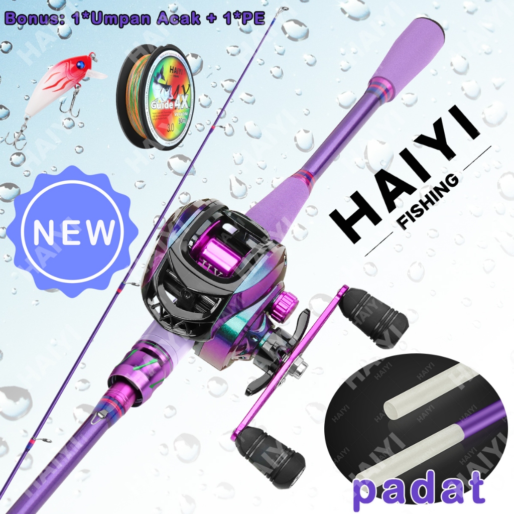 HAIYI FISHING 1 set pancing lengkap/Set Joran Pancing Tiga Potong Kuat/Set Gulungan Pancing Logam BC Joran Pancing 1.65m-2.1m Combo Long Cast Reel BC Reel Pancing Kombinasi Pancing Dan Gulungan Kabel Pancing 1 Set Murah Dan Kuat Fishing Set