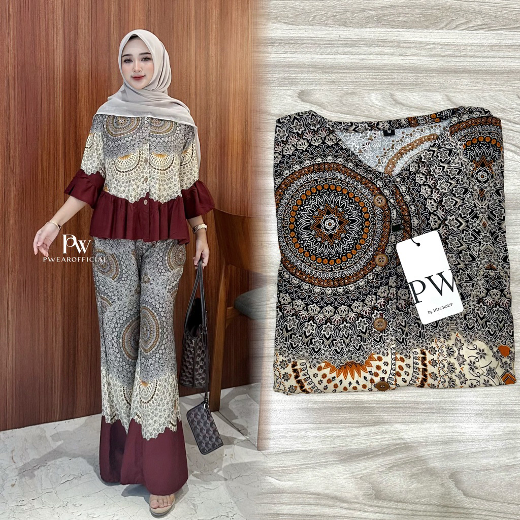 Jual Luna Set Bahan Katun Rayon Diamond Motif Viral Oneset Busui ...