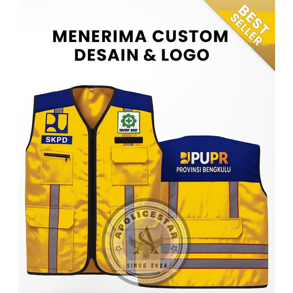 Jual Rompi dinas PU safety proyek untuk kerja lapangan menerima custom ...