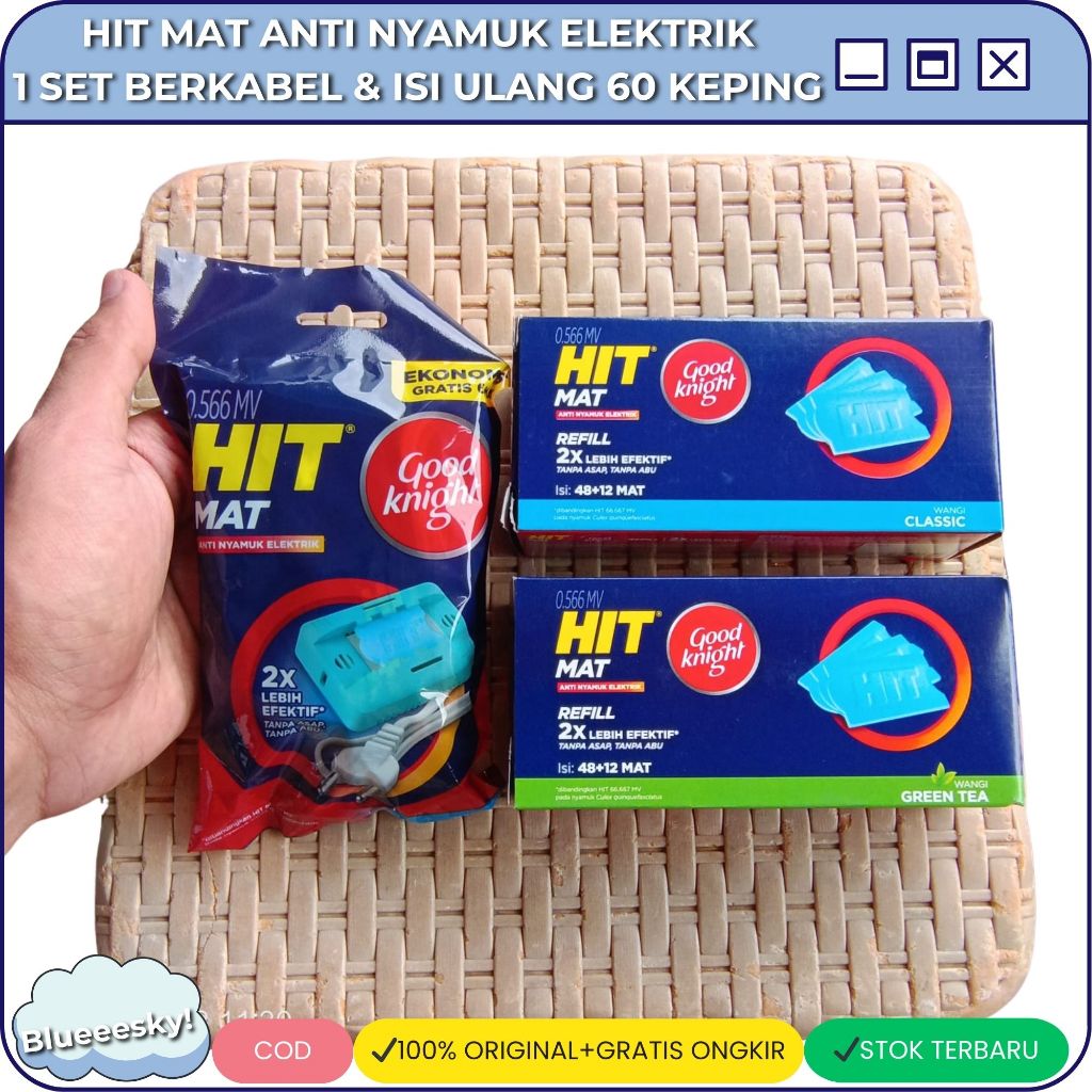 Jual HIT Mat Anti Nyamuk Elektrik Satu Set Alat & Isi Ulang Refill 60 ...