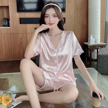 TUTA PIYAMA 009 Baju Tidur Wanita Dewasa Model Kemeja Bahan Satin High Quality Sleepwear