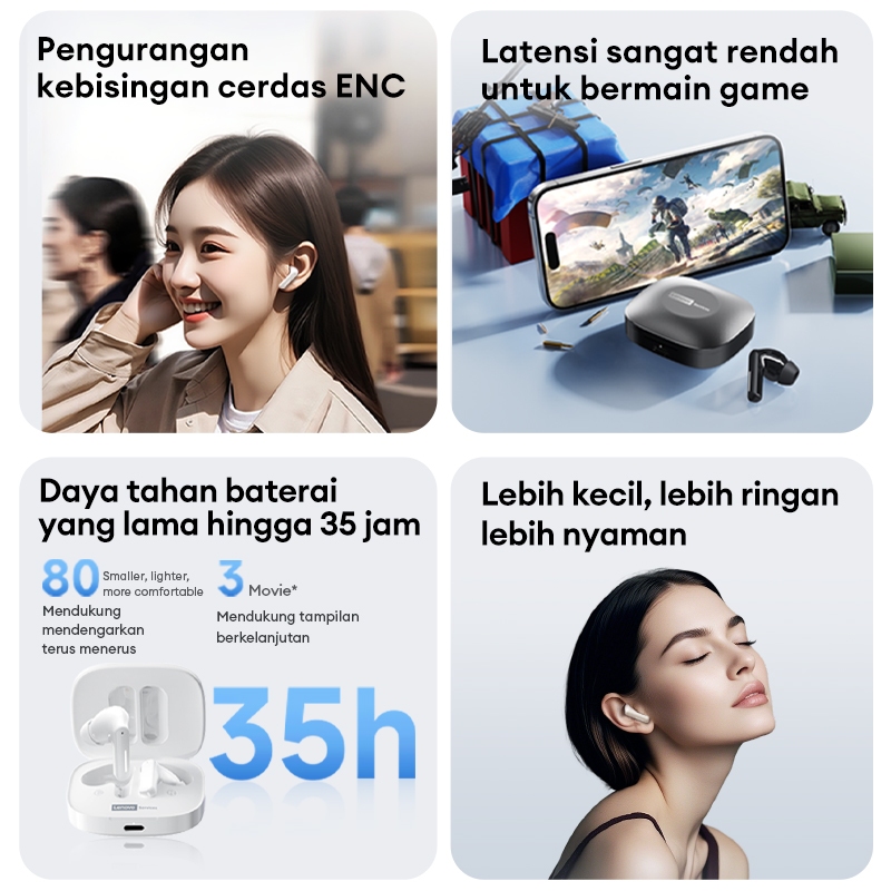Jual Lenovo Thinkplus LE209 TWS True Headset Bluetooth Upgraded 6.0 360 ...