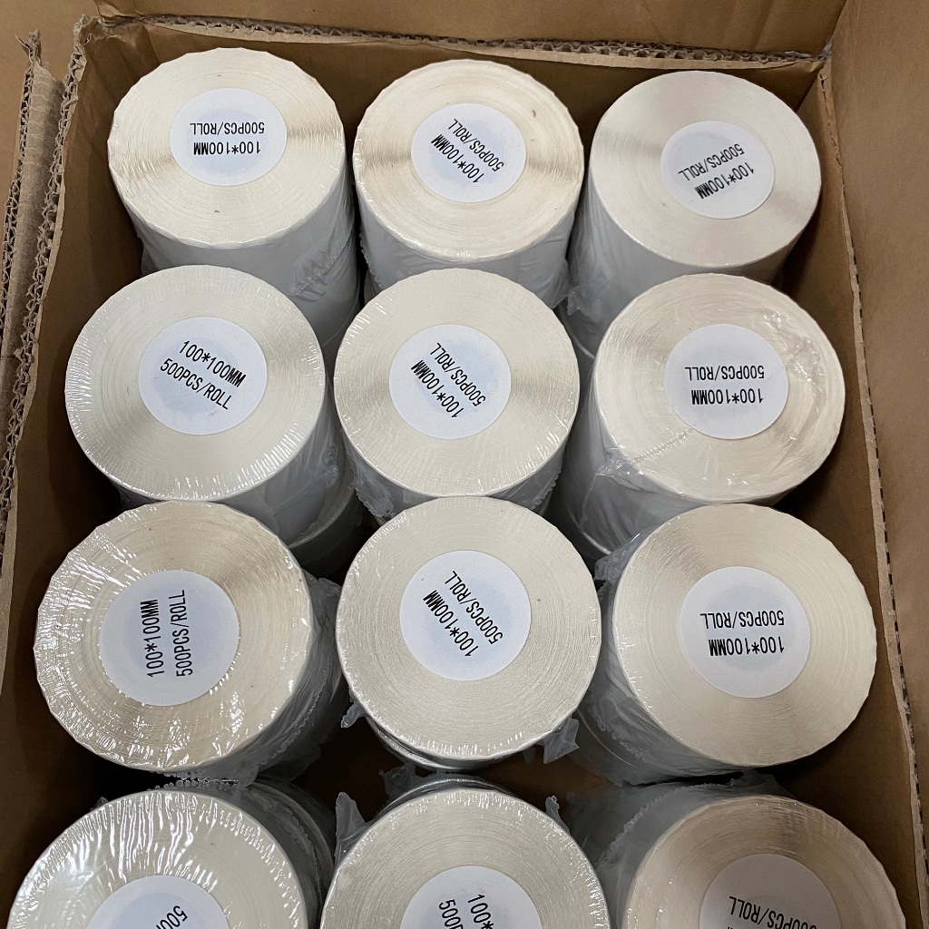Jual Kertas Label Thermal 100x100 mm isi 500 Pcs (1dus isi 24 roll 1dus ...