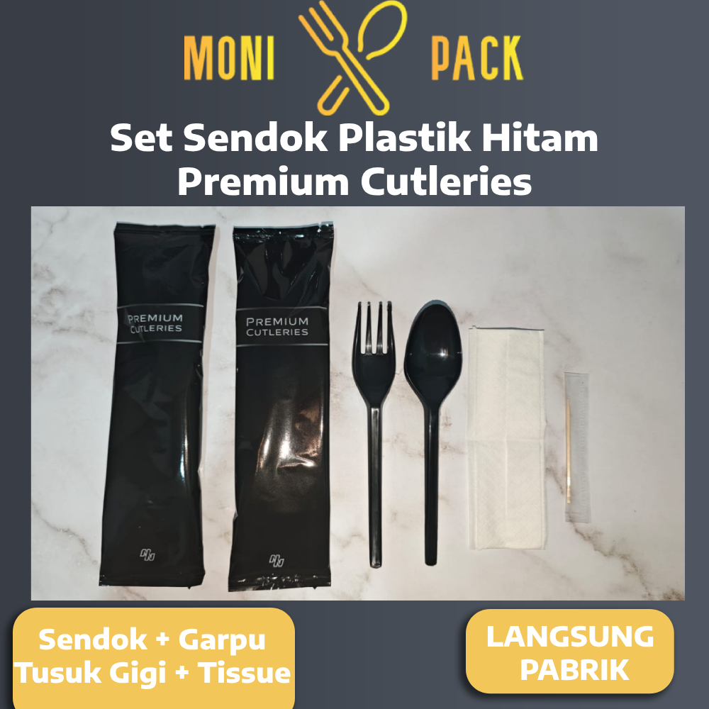 Jual Sendok Plastik Set Premium Cutleries | Set Sendok Plastik Hitam ...