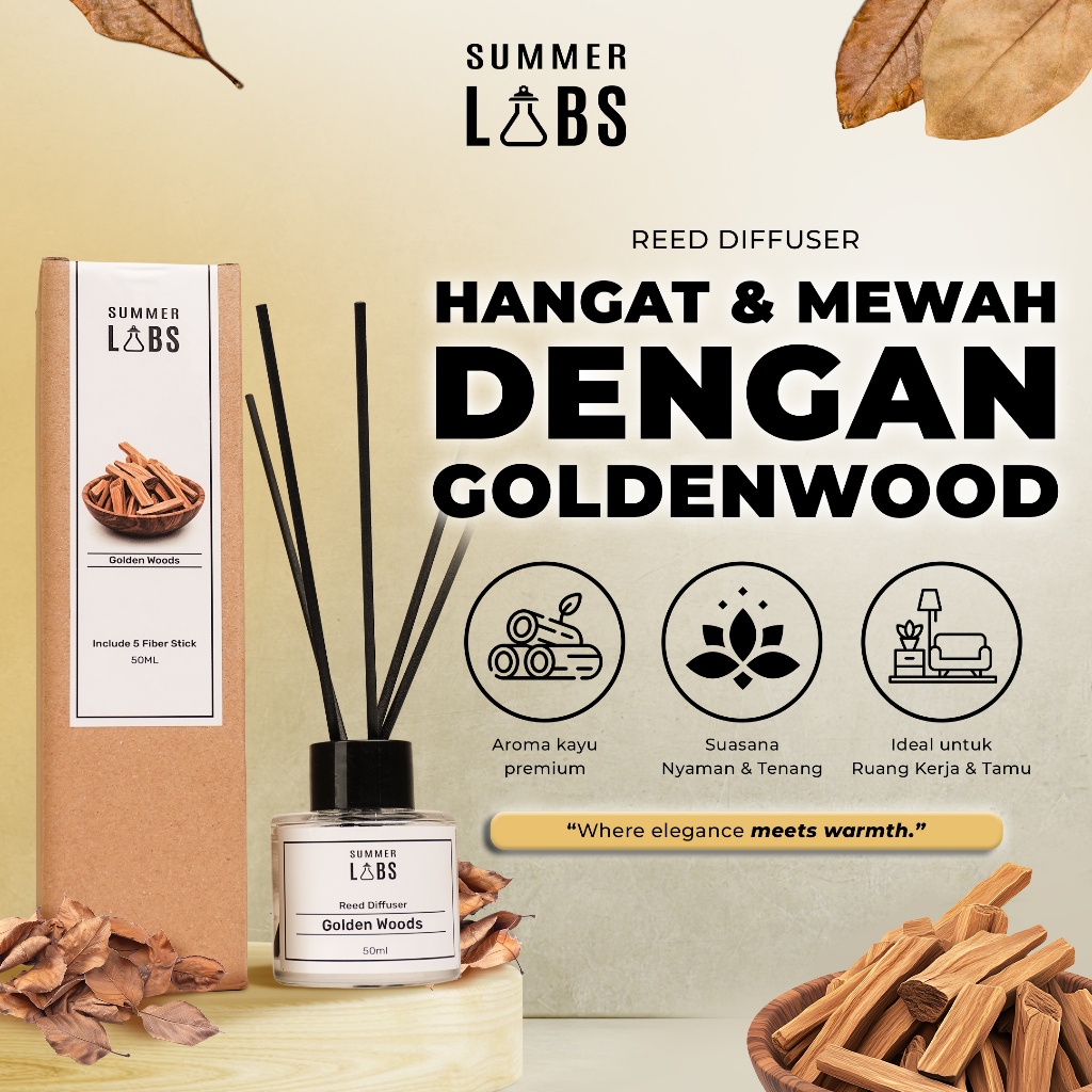 Jual Summer Labs - Reed Diffuser Golden Woods Aroma Kekayaan dan ...