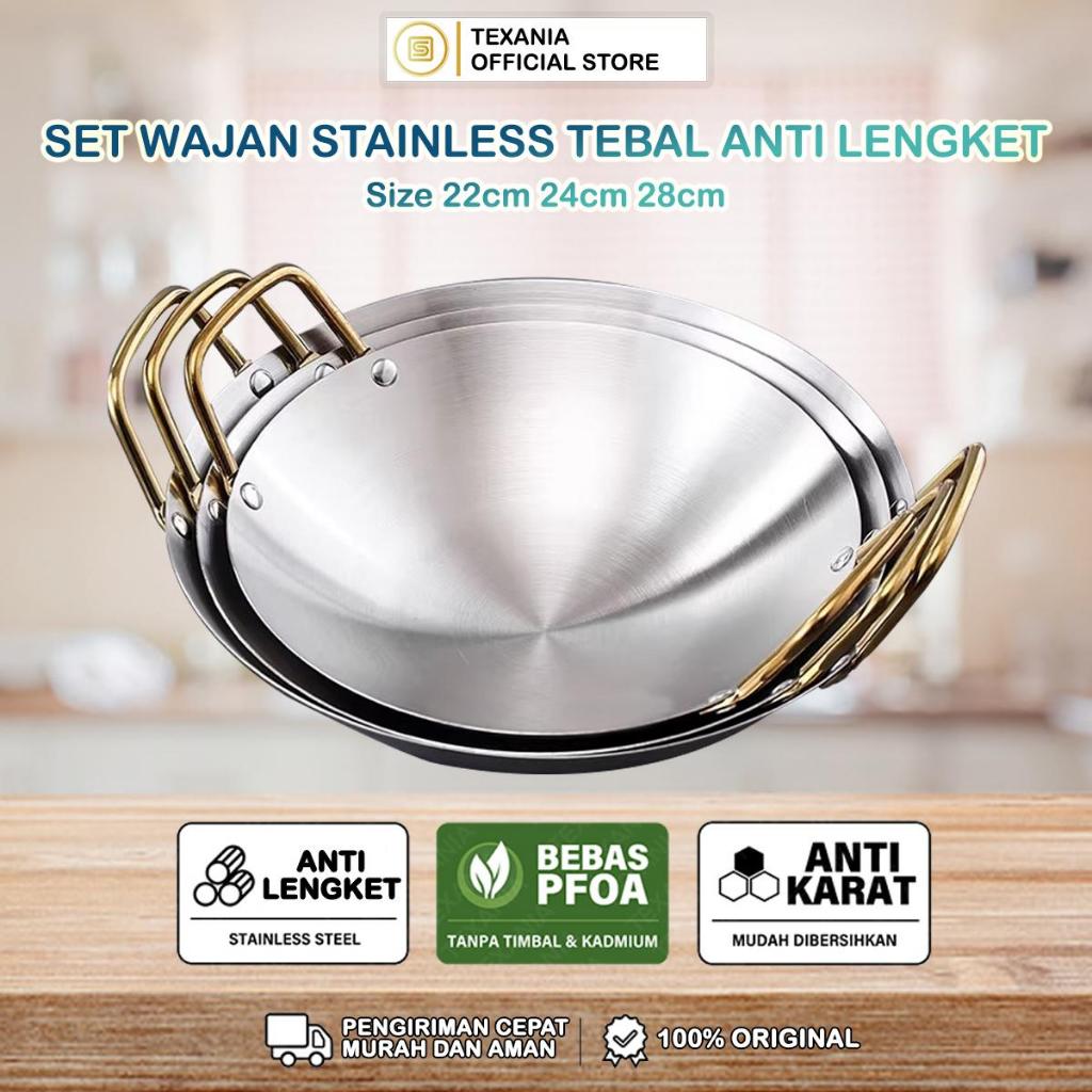 Texania Wajan Kuali Stainless Tebal Anti Lengket Mudah Dibersihkan Tahan Lama - - foto 1