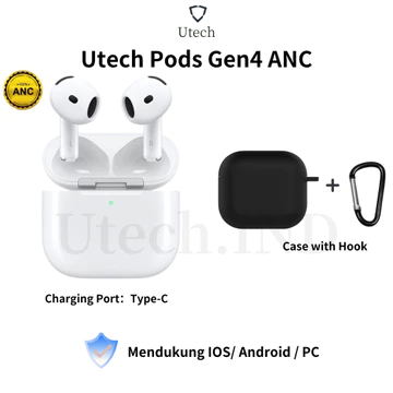 Utech Pods Gen4 TWS Bluetooth 5.3 Earphone Bluetooth With Microphone HiFi Stereo Bass Earbuds