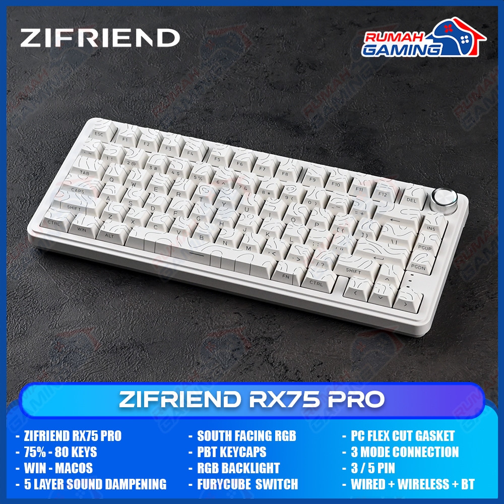 Jual ZIFRIEND RX75 PRO - 75% - 3 Mode - Gasket Mount - 3/5 PIN Hotswap ...