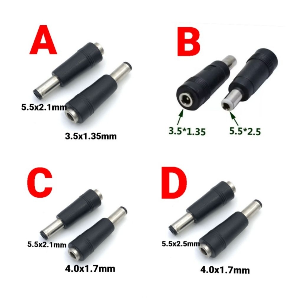 Lot 10 Adaptateurs Connecteur DC 3.5x1.35mm Mâle Vers 5.5x2.1mm Femelle – Sourcing Map Pour Alimentation CCTV & Laptop