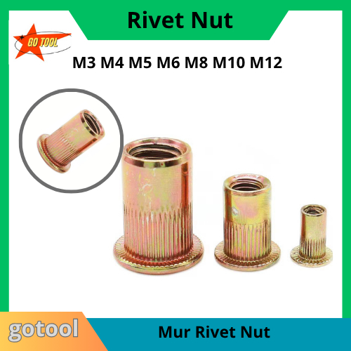 Jual Mur Rivet Nut M6 Rivnut Kuning Besi Carbon Steel Nutsert Tanam ...