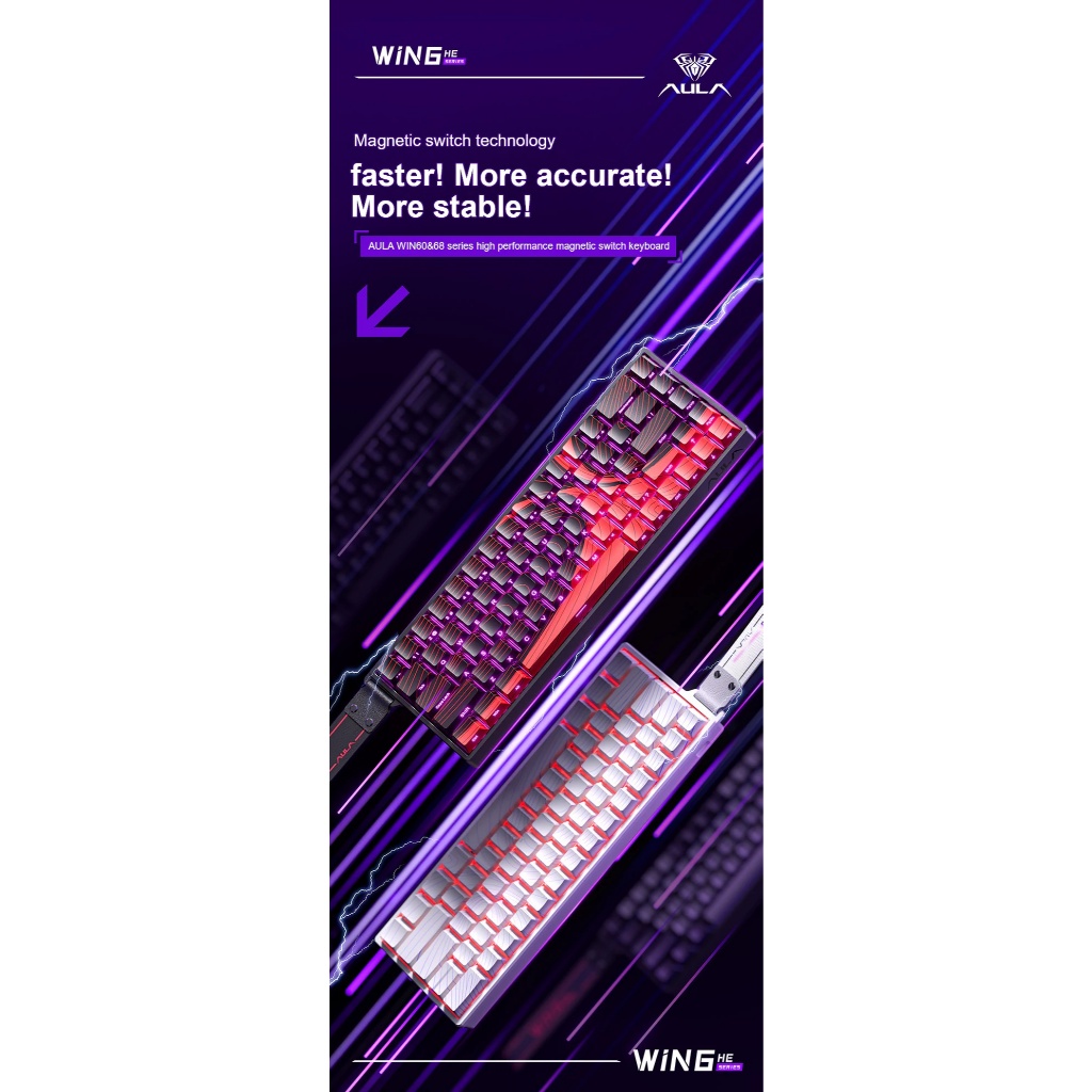 Jual AULA WIN 68 HE MAX Mechanical Keyboard Gaming Rapid Trigger 0.01s ...