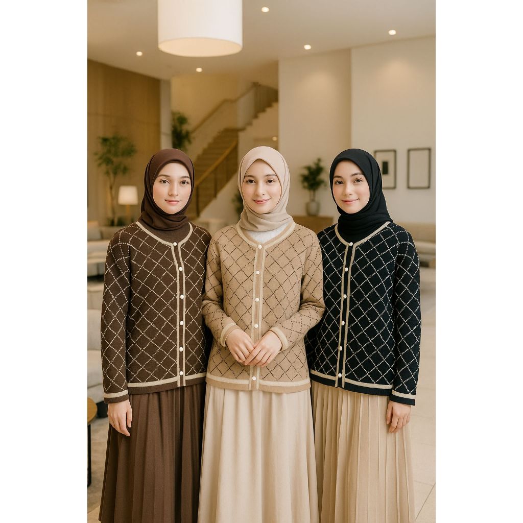 Jual Diamond Knit Outer Kardigan Rajut Tebal Premium Cardigan Rajut ...