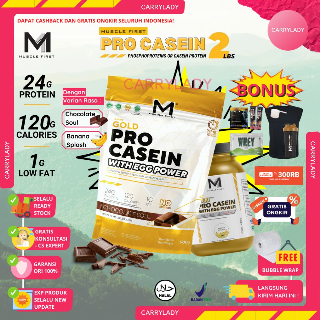 Jual M1 Muscle first GOLD PRO CASEIN PROTEIN 2lbs 2 LBS SLOW RELEASE ...