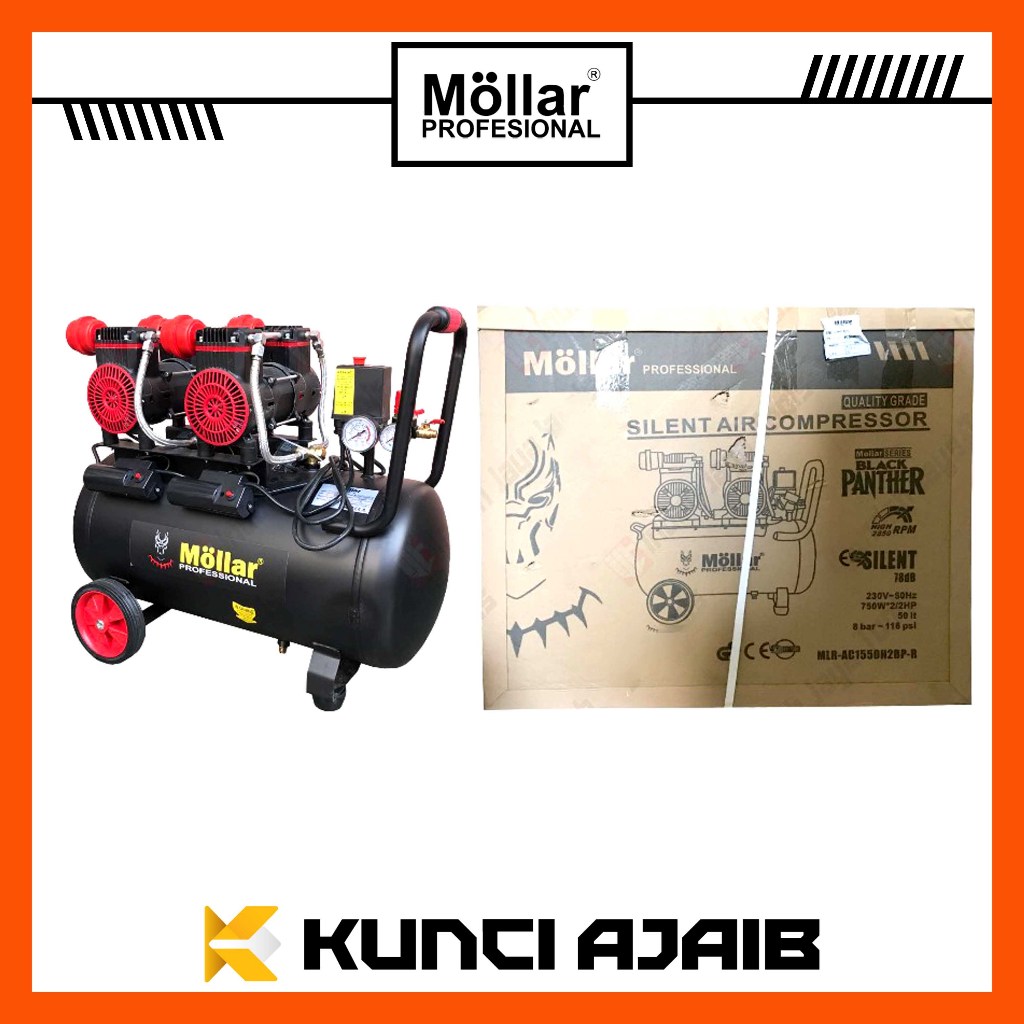 Jual MOLLAR AC1550H2BP-R Kompresor Angin SILENT 2 HP 50 Liter Oilless ...