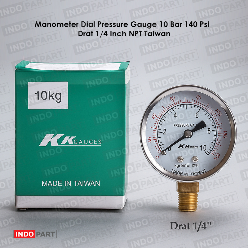 Jual Manometer Dial Pressure Gauge 10 Bar 140 Psi | Alat Ukur Tekanan ...