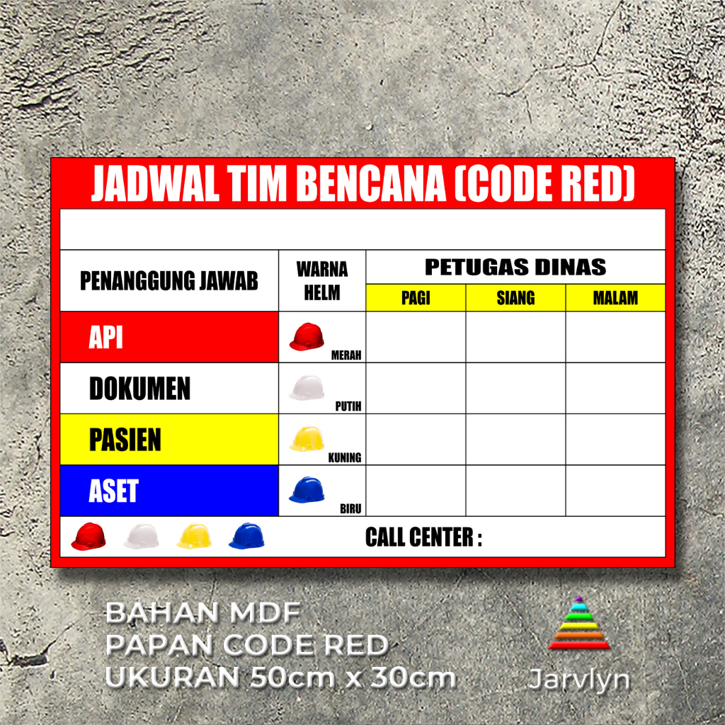 Jual Papan Jadwal Tim Bencana Code Red bahan MDF ukuran 50 x 30cm ...