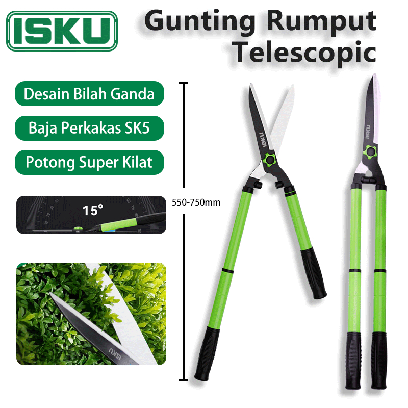 Jual ISKU Gunting Potong Rumput Telescopic 55-75cm Gunting Dahan Alat ...