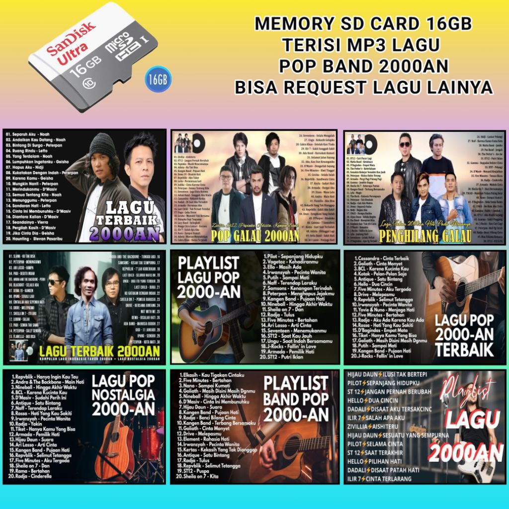 Jual MEMORY CARD 16GB TERISI MP3 LAGU - SD CARD 16GB BONUS MP3 LAGU POP ...