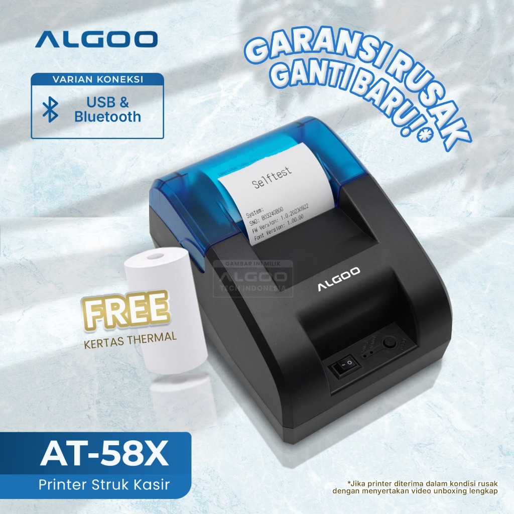 Jual ALGOO Printer Thermal Bluetooth RJ-11 Cetak Nota Struk PPOB ...