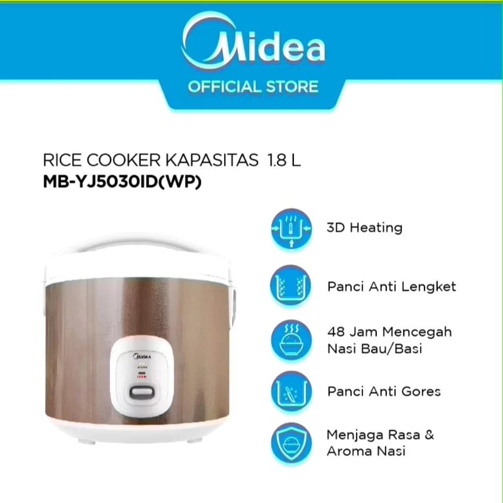 Jual RICE COOKER MIDEA MB-YJ5030ID 1,8 LITER MAGIC COM MURAH | Shopee ...