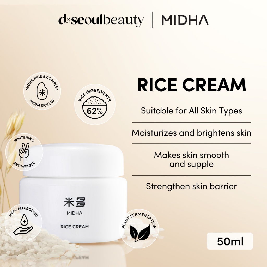 Jual MIDHA Rice Cream 50ml | Krim Perawatan Wajah Moisturizer ...