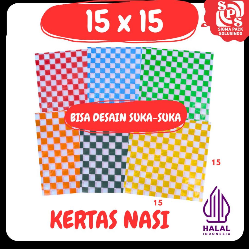 Jual isi 500 Kertas Nasi 15x15 / Kertas bungkus nasi / Paper rice ...
