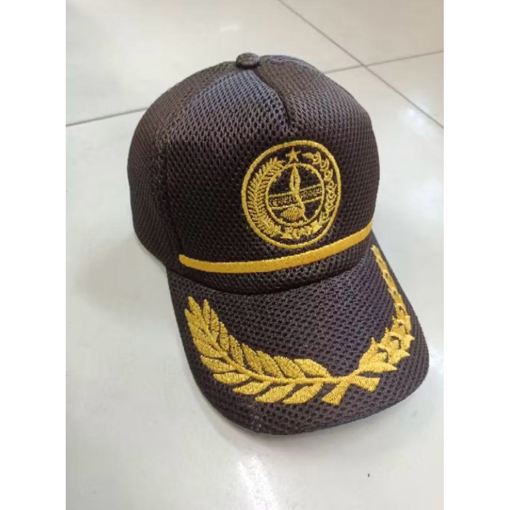 Jual baru topi pramuka padi kapas jaring double mess model topi perwira ...