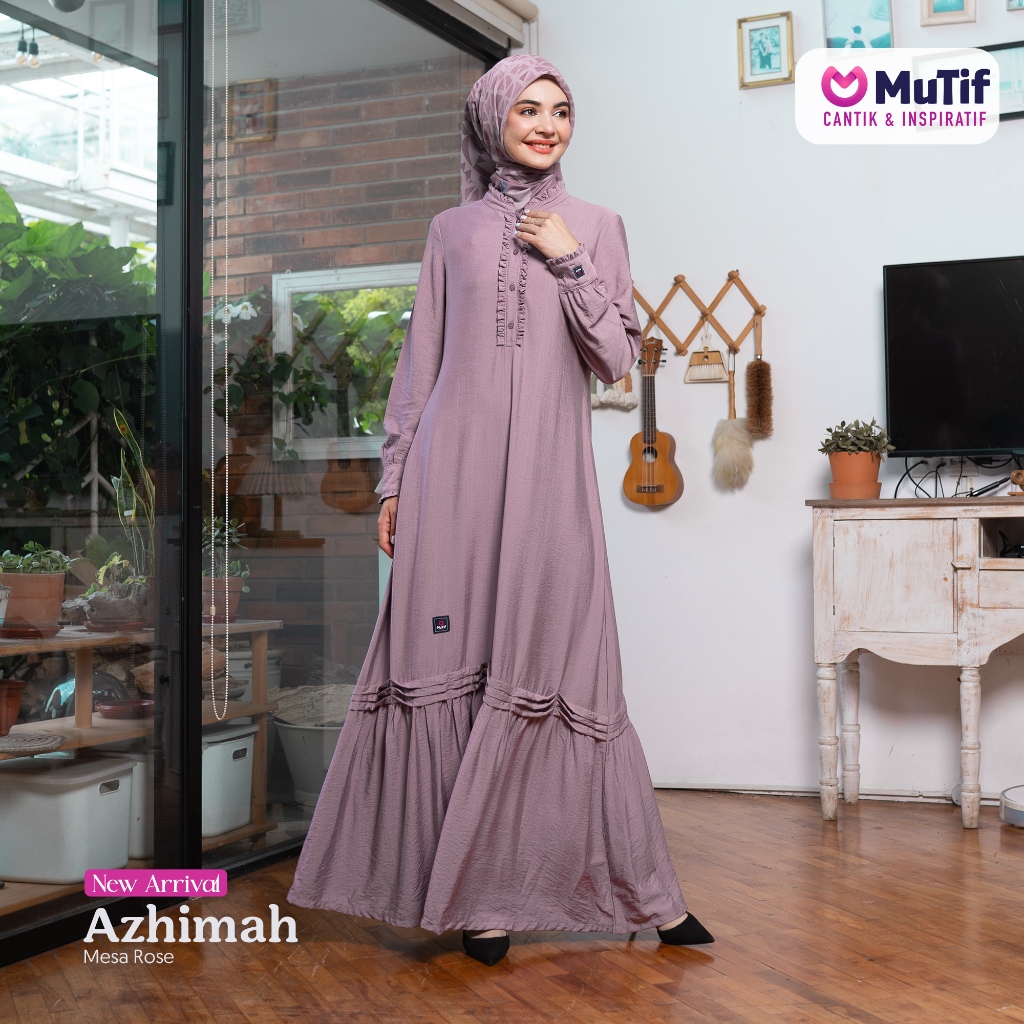 Jual MUTIF Azhimah Gamis Maxi Wanita Dewasa Dress Panjang Flowy Aksen ...