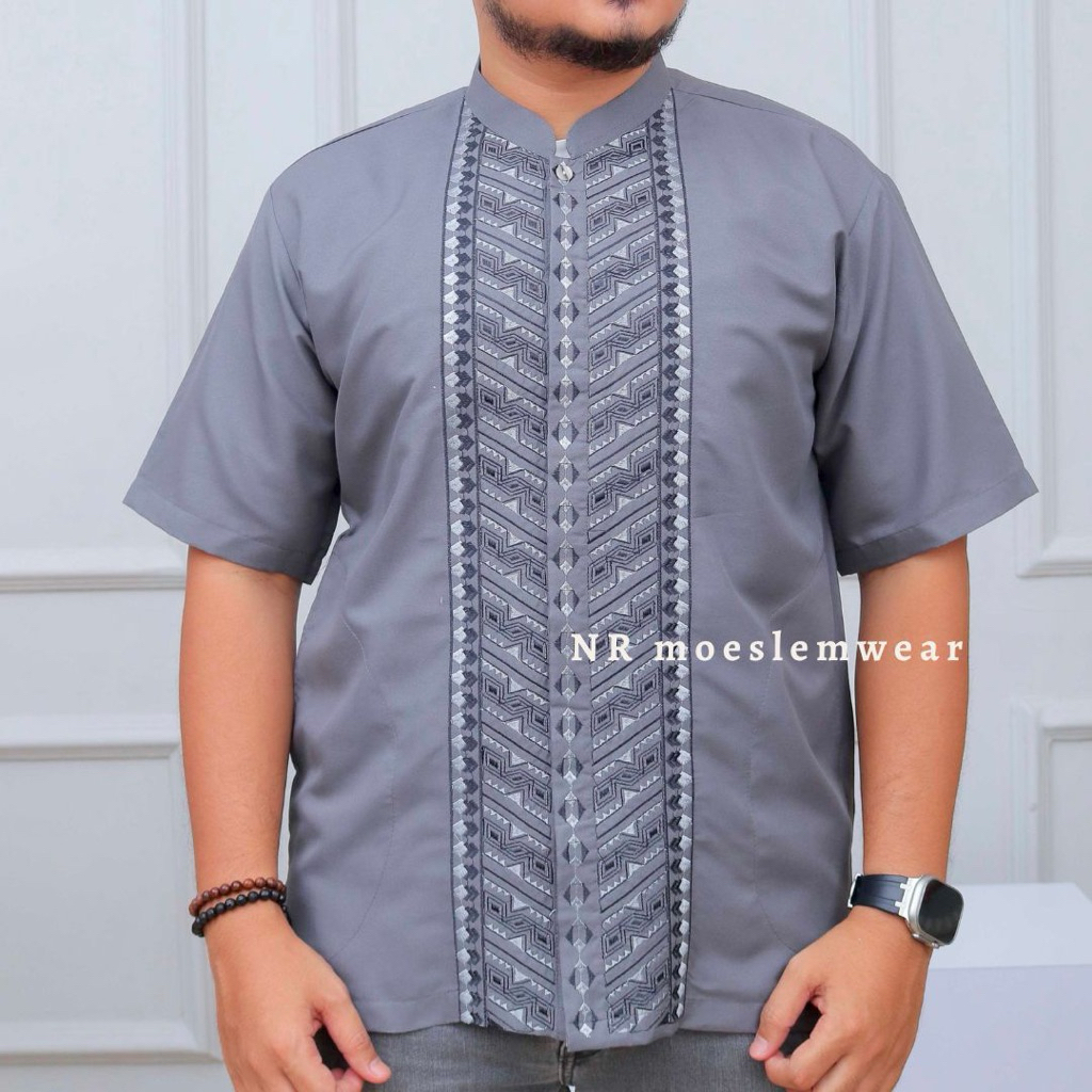 BAJU KOKO WARNA LENGAN PENDEK / BAJU KOKO BORDERAN kode  AS 89
