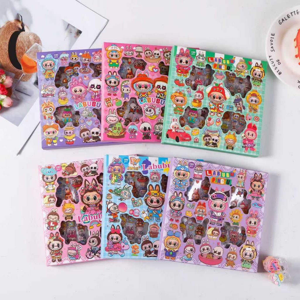 Jual STICKER LABUBU LUCU isi 100 Pcs/box Sticker Karakter Waterproof ...