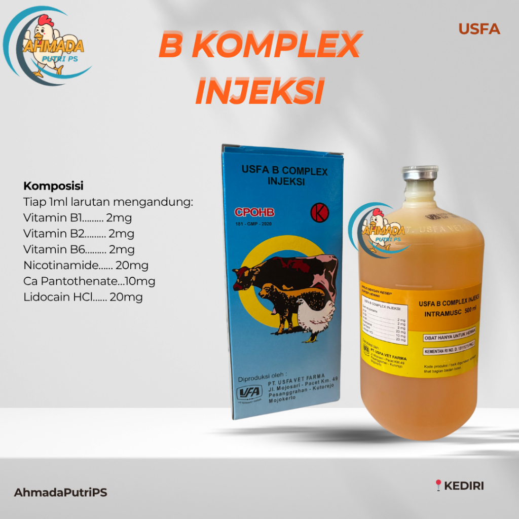 Jual USFA B COMPLEX INJEKSI 100 ml - Vitamin B Kompleks Hewan Ternak ...