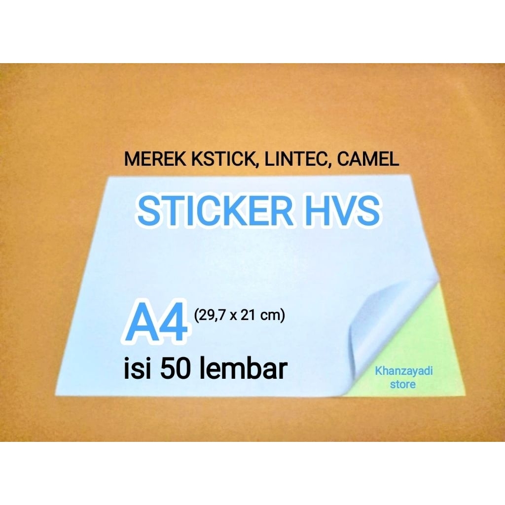 Jual Kertas stiker Hvs A4 isi 50 lembar / sticker Hvs putih (doff/matte ...
