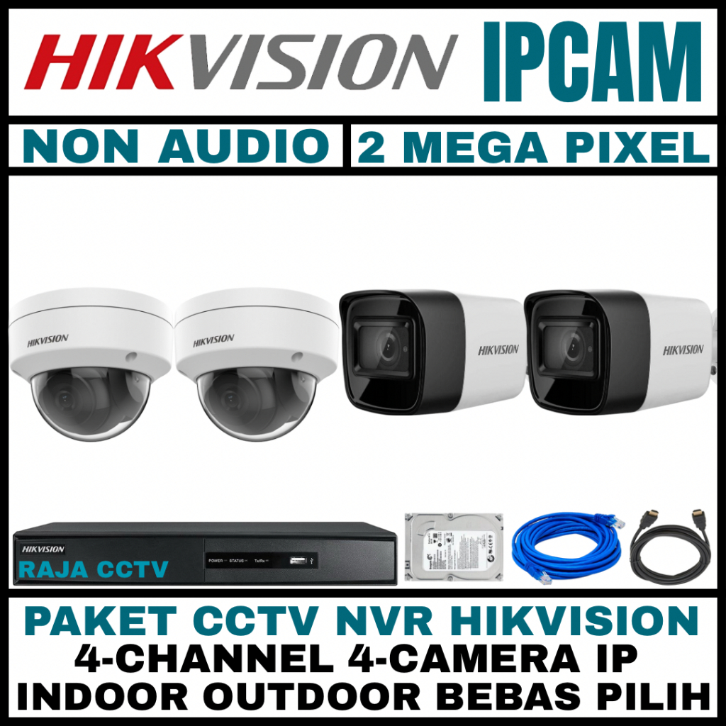 Jual paket cctv nvr ip camera hikvision 2mp channel camera