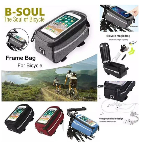 Jual Tas Frame Sepeda Depan BMX MTB Seli Lipat Anti Air Penyimpanan Hp ...