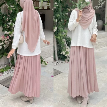 Aretha Pleated Skirt Rok Plisket Premium Tebal Rok Plisket Premium Jumbo Clara Basic Color