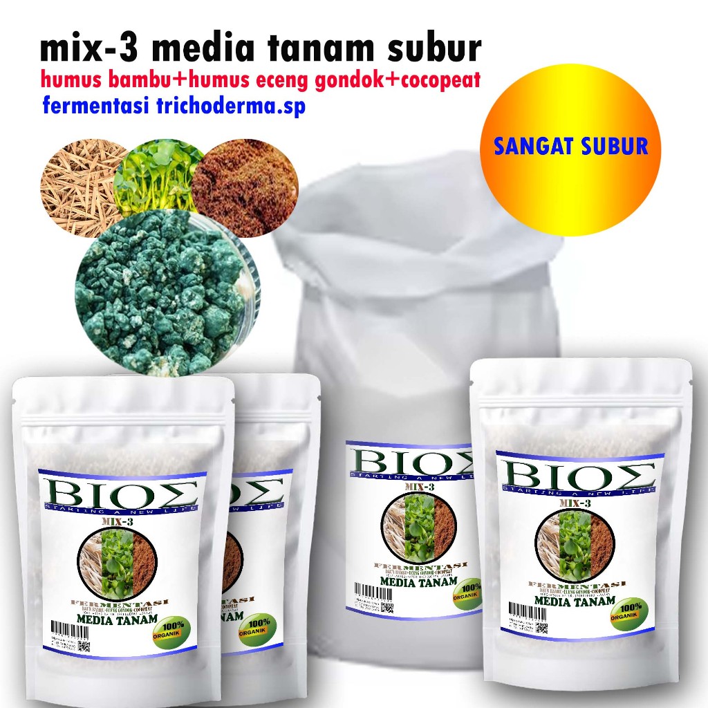 Media tanam 5L sd 20L kompos 3mix sangat subur fermetasi eceng gondok humus bambu sabut kelapa B305