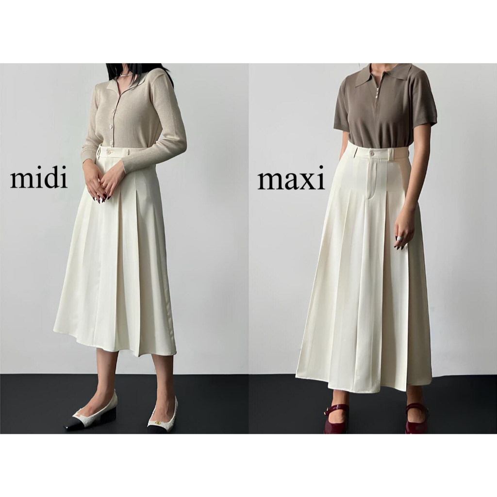 Jual Rok midi flare skrit / Rok maxi bahan Wanita Korean style kekinian ...