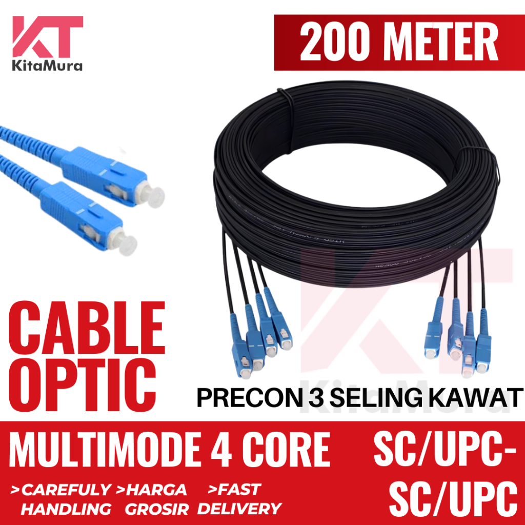 Jual Kabel Precon 50-200M FO Fiber Optik 4 core 3 selling SC/UPC-UPC ...