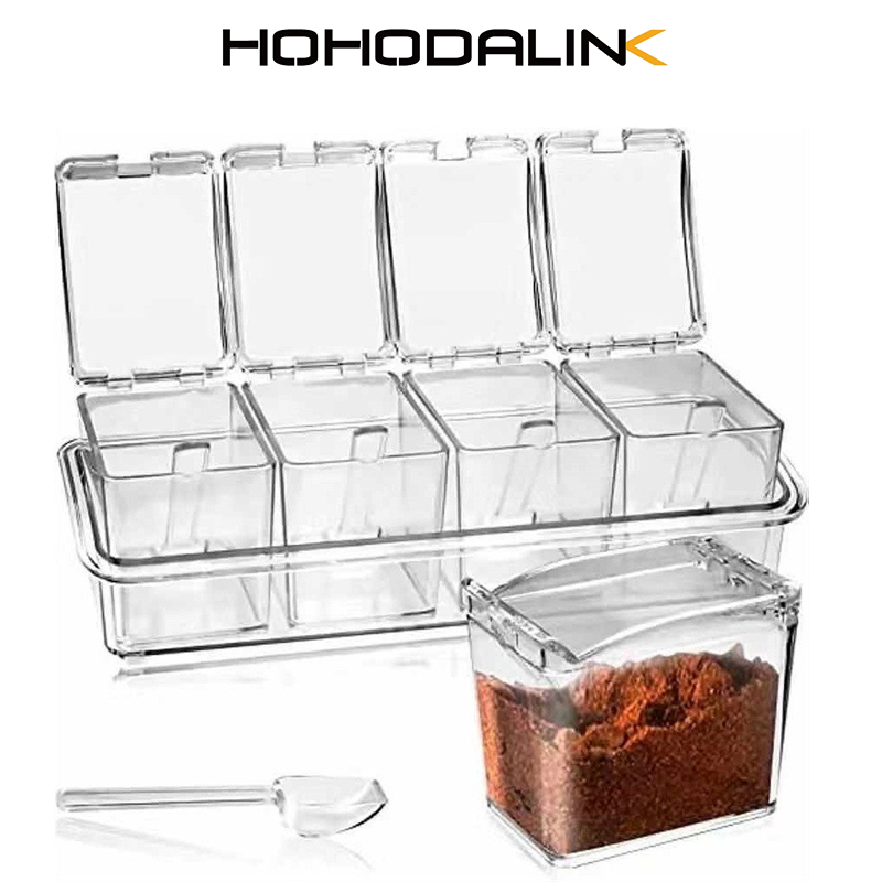 Jual HOHODALINK Container Bumbu Dapur Set Tempat Garam Acrylic Gula ...