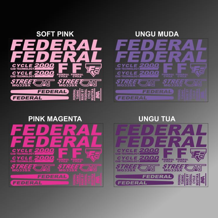 Jual Cutting Sticker Sepeda FEDERAL Street Cat MG33SX Stiker Bike ...