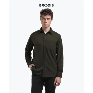 Broodis Kemeja Polos Hitam Cotton SOFTEE Black Lengan Panjang Slimfit
