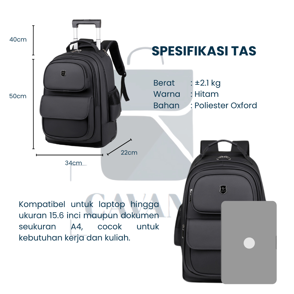 Jual CAVANO HYAN V2 Koper Tas Ransel Pria Roda Trolley Travel ...