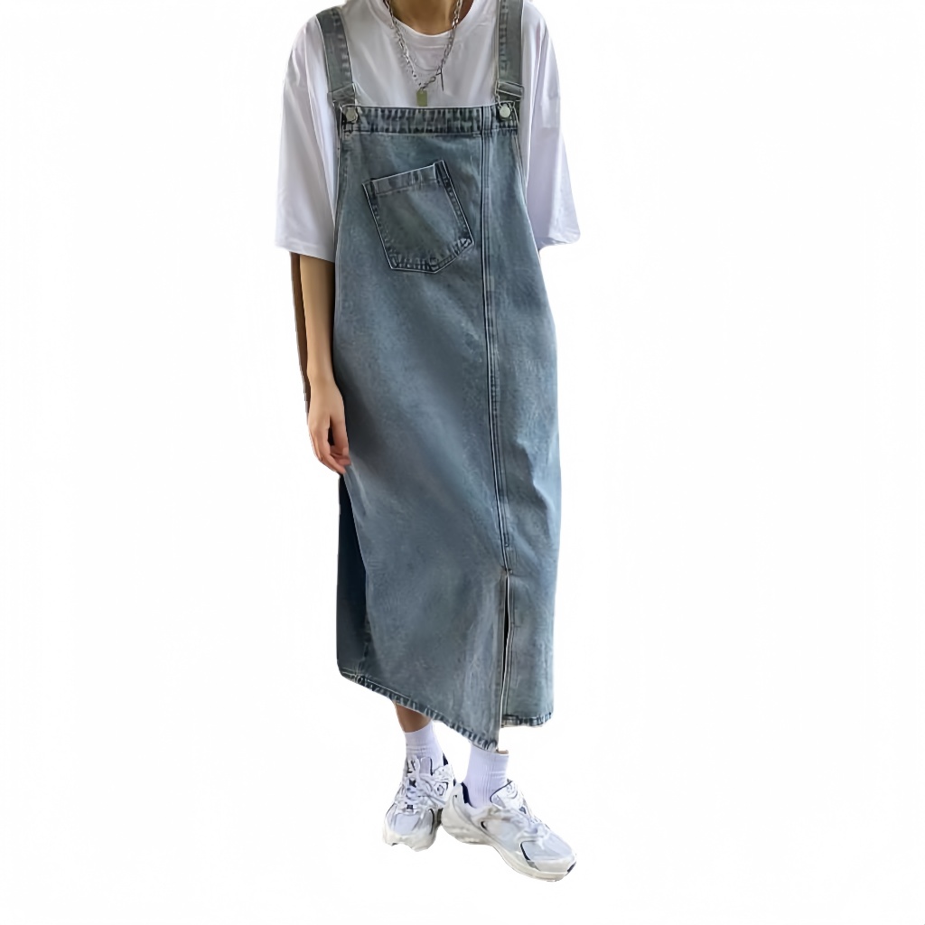 Jual Rok Overall Denim Korea Model Terusan Wanita, Desain Unik Elegan ...