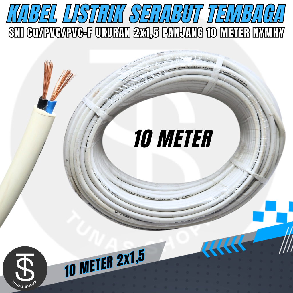 Jual 10 METER Kabel NYMHY 2x1.5 / Kabel Listrik Serabut Tembaga SNI ...