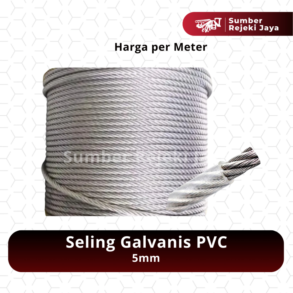 Kawat seling galvanis lapis PVC 5mm / Kabel Seling / Steel Wire Rope