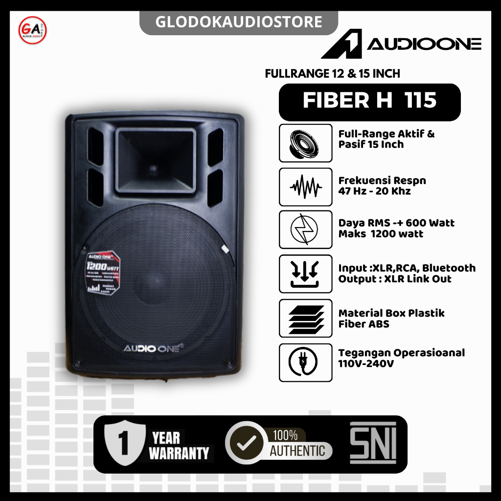 Jual Speaker Fiber H 115 AUDIO ONE Bluetooth Super Bass Aktif